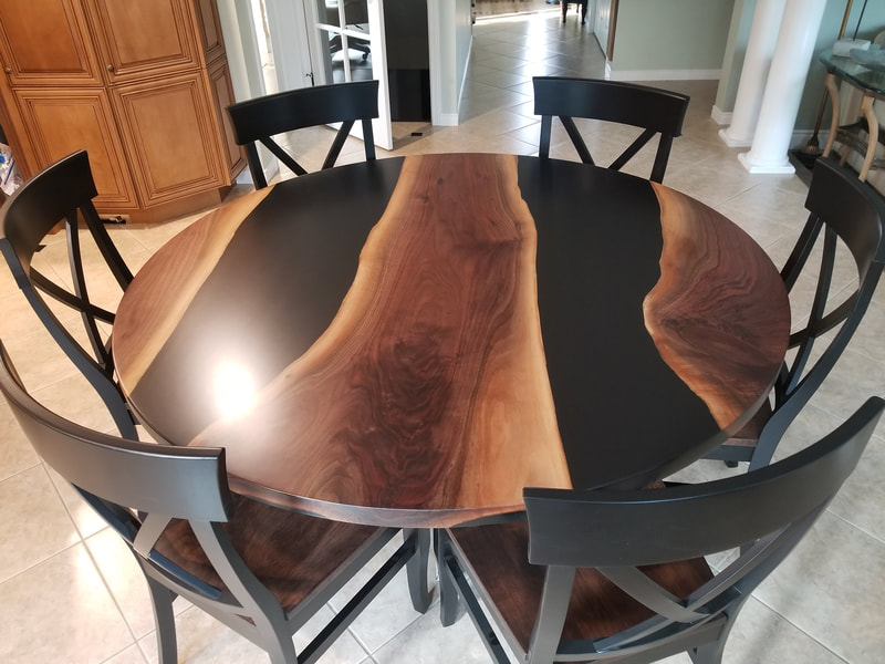 Round epoxy river table with live edge walnut Guelph