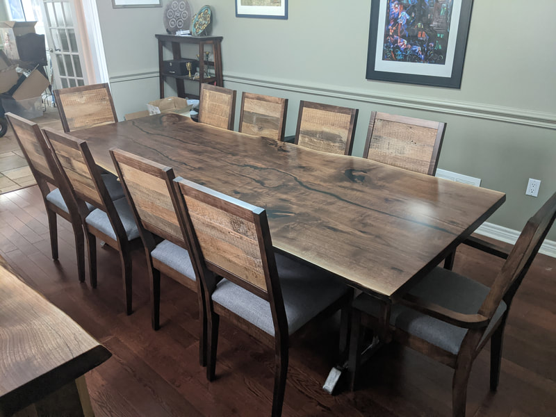 Live edge walnut table and chairs Milton