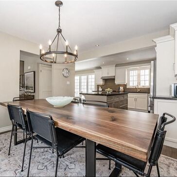 Walnut wood table with steel legs, Custom built furniture Kitchener Waterloo